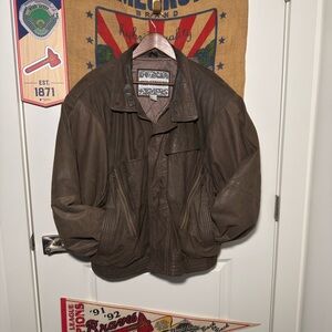 Vintage CITY STREETS Brown Leather Bomber Motorcycle Jacket (L)